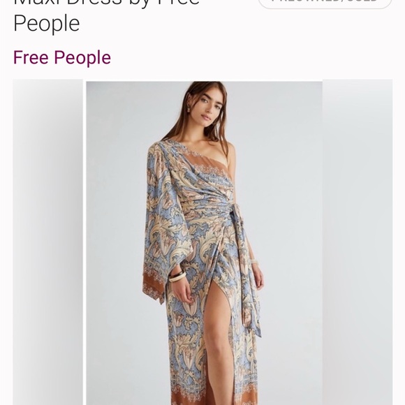 Free People One-Shoulder Paisley Maxi Dress - Blue and Brown - Picture 3 of 3